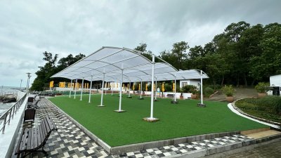 ЛАСТОЧКА Пляжный теневой навес (сборно-разборный). Самая красивая модель на Черном море и водоемах России. Цена 2025 г.